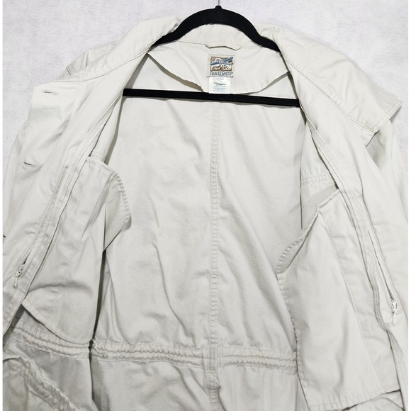TravelSmith Safari Jacket Womans L 12 14 Vtg Utility Cargo Military Khaki Beige - Picture 11 of 15